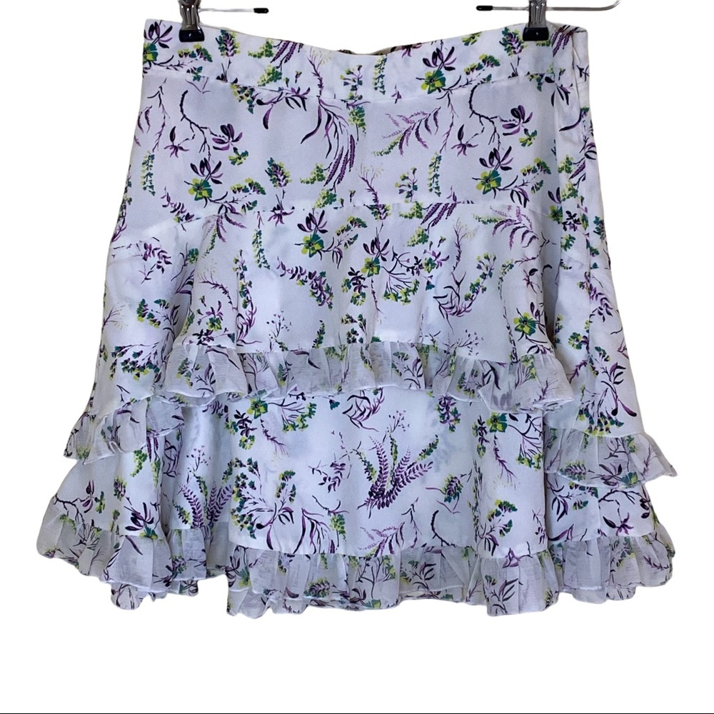 Topshop Floral Print Flounce Tiered Skirt US 8 Excellent Condition